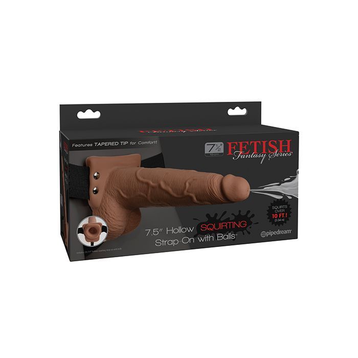 7.5" Hollow Squirting Strap On w/Balls