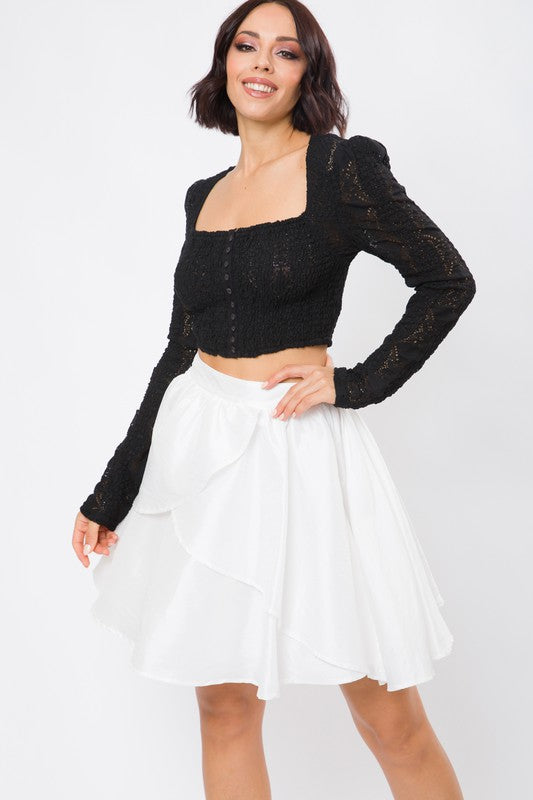 Eyelet Long Sleeve Crop