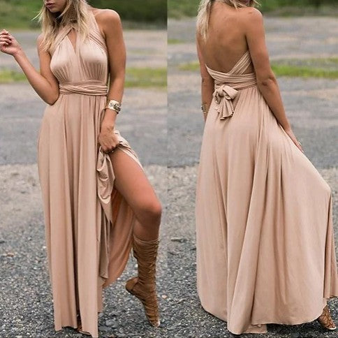 Halter Dress-Champagne