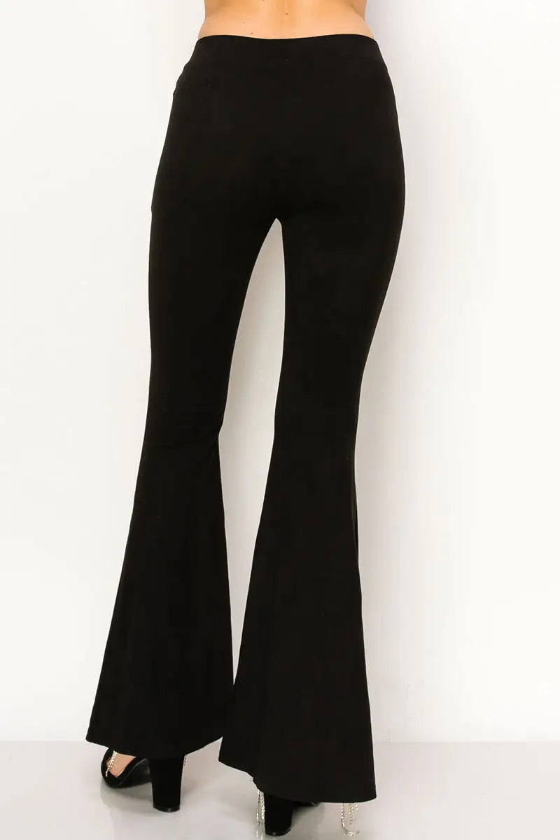 Rhinestone Fringe Suede Bell Bottom Pants