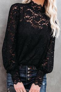 Black Lace Mock Neck