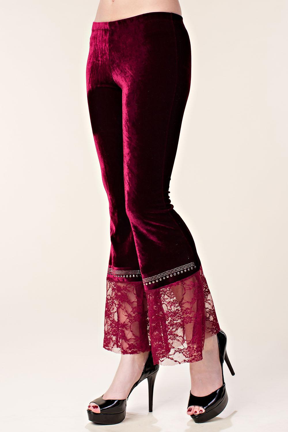 Velvet Lace Bell Bottom Pants